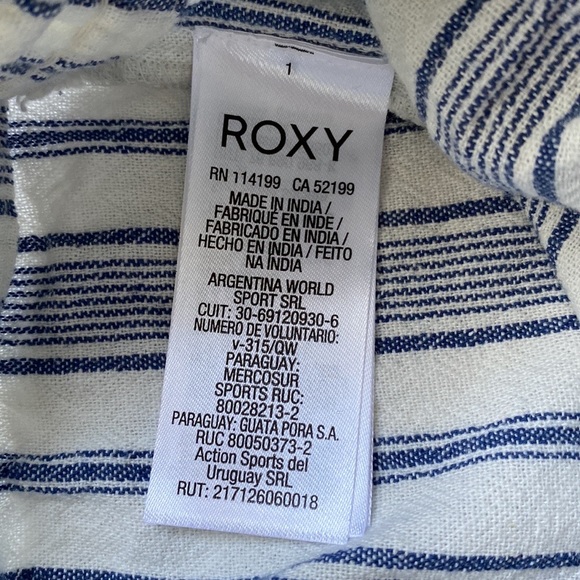 Roxy Oceanside Stripe Flared Linen Pants M NWT - Picture 6 of 16